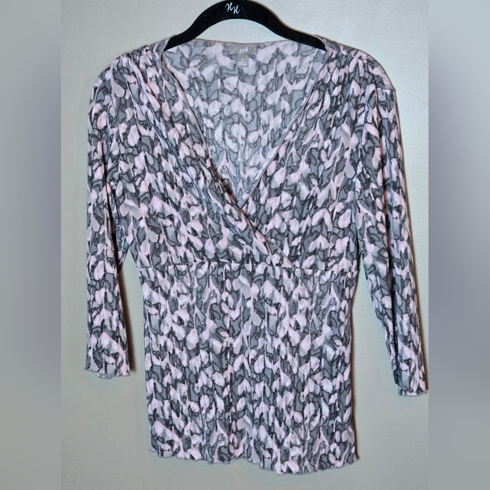 J. Jill Y2K Babydoll Faux Wrap‎ Abstract Print Soft Grunge Top, Small